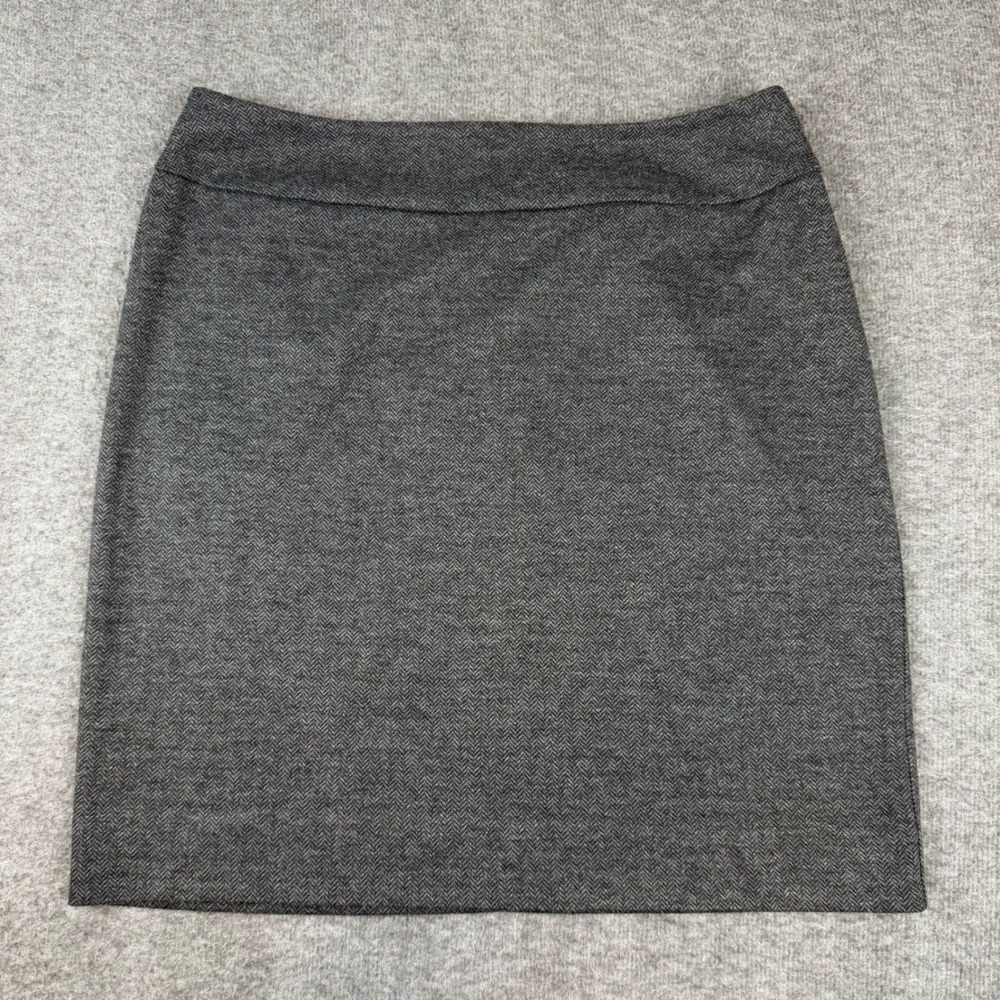Halogen Pencil Skirt Women 14 Grey Herringbone Knit Professional Career Business